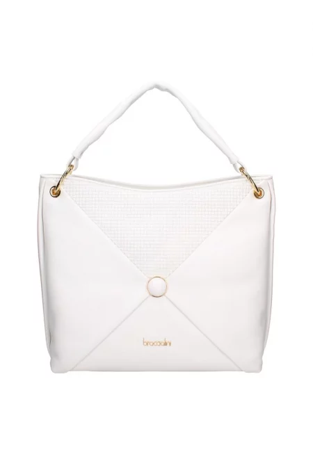 Кожена хобо чанта - Бял