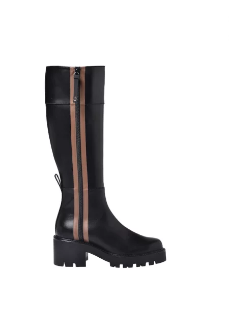 Кожени ботуши до коляното - Черен