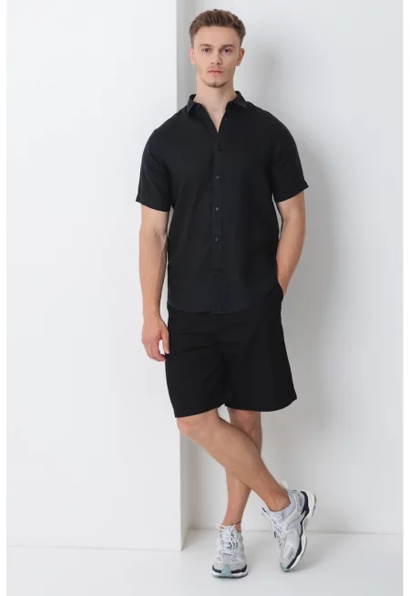 Ленена риза с къси ръкави