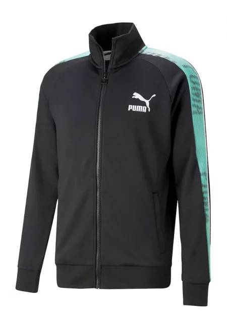 Мъжки суичър с цип  T7 SPORT Track Jacket - Памук - Черен -