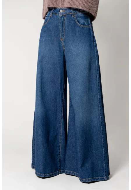 Много широки дънки от деним 18149 - Тъмносин