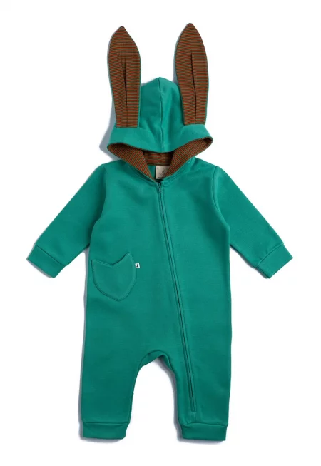 Памучен гащеризон с ушички - Зелен