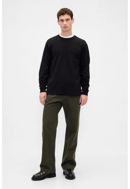 Памучен прав панталон - Тъмно каки