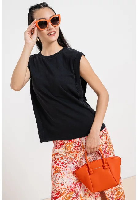 Памучна тениска Ursa с овално деколте