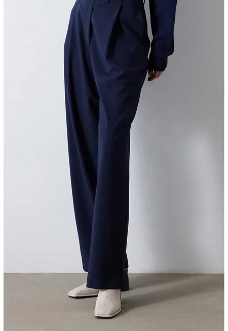 Панталон с висока талия - Тъмносин