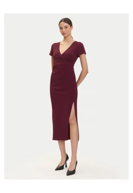 Плетена рокля -  цип - бордо - полиестер