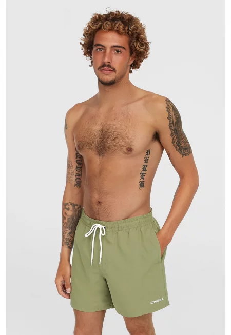 Плувни шорти със странични джобове - Бял/Зелени аспержи