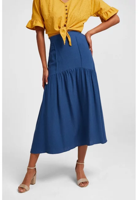 Пола с лен - Тъмносин