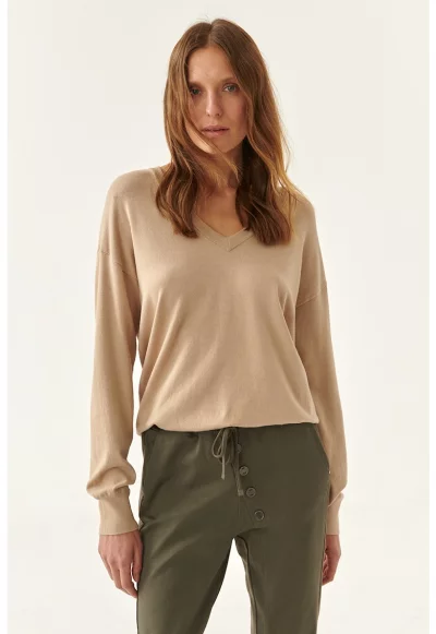 Пуловер Jolo с шпиц и паднали ръкави