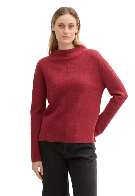 Пуловер с цепки встрани - Тъмночервен