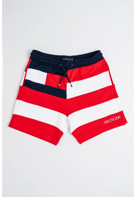 Раирани къси бермуди - Червен/Бял/Ултрамарин синьо