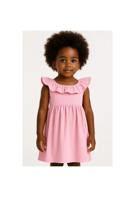 Разкроена рокля с панделка и набрана яка