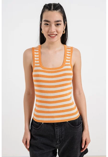 Рипсен топ Fiji с квадратно деколте