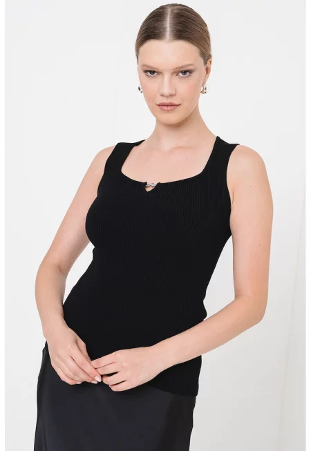 Рипсен топ Fiura - Черен