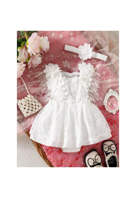 Рокля с флорален принт „Камелия“ за момичета - 3-6 месеца