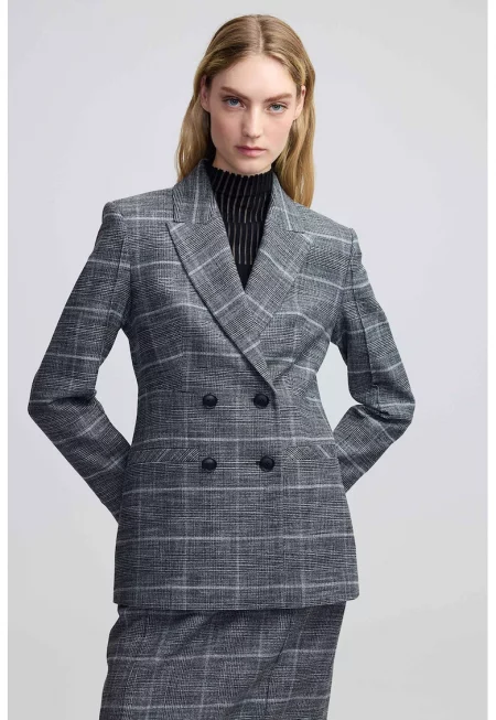 Сако на каре - Бял/Черен