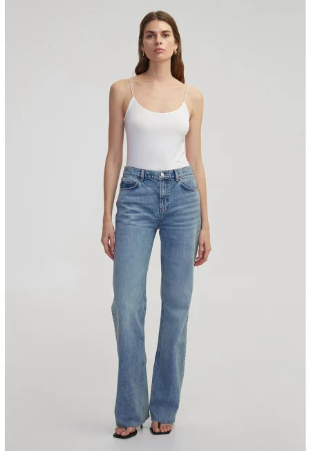 Широки дънки с незавършен подгъв - Син