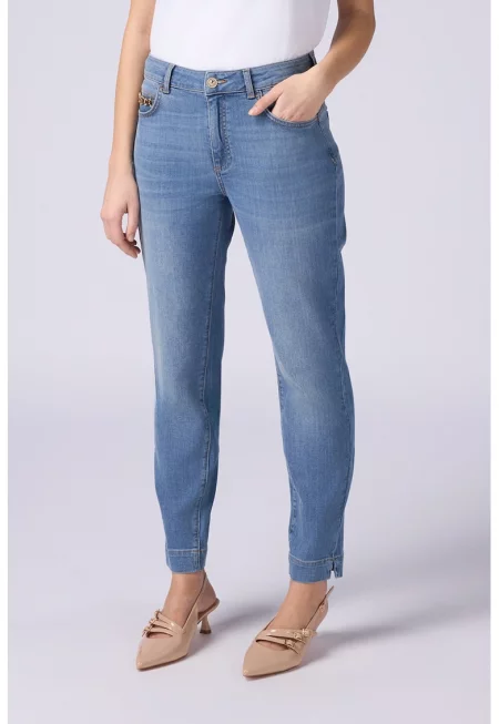 Слим дънки с верижка - Син