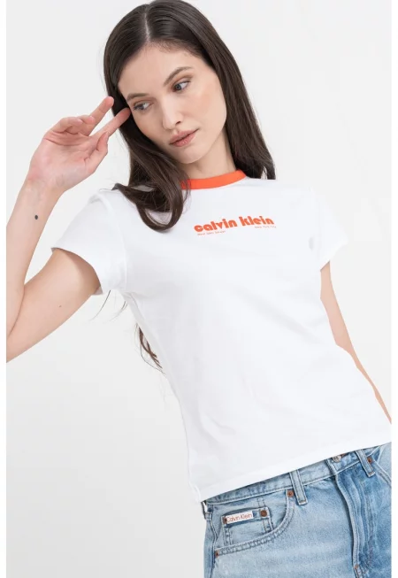 Слим тениска с лого и шарка