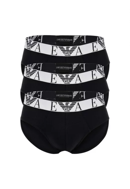 Слипове с лого - 3 чифта - Черен