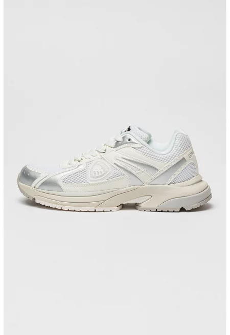 Спортни обувки с мрежести зони - Бял/Сребрист