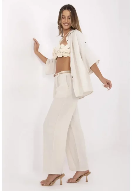 Straight Pants With Woven Belt