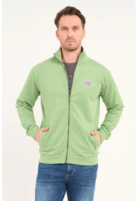 Суитшърт с миди яка и цип - Лайм зелено