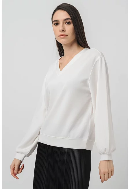 Суитшърт с шпиц - Бял