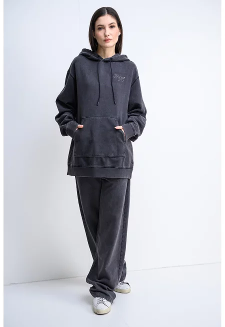 Свободно худи Dejandra с лого - Антрацитно сиво