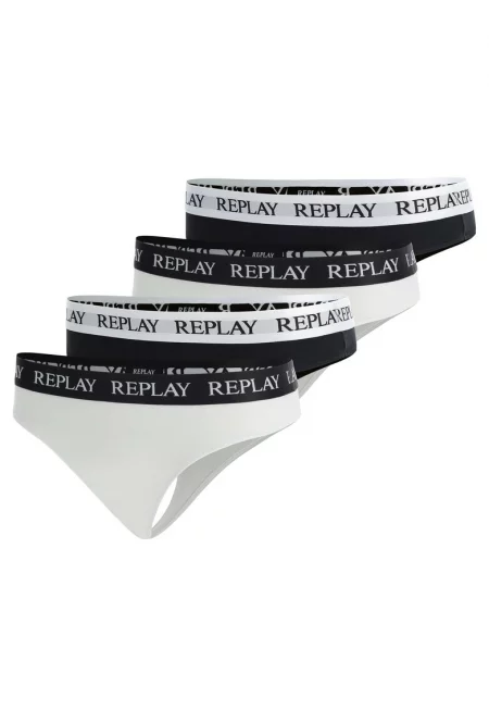 Танга с лого - 4 чифта - Бял/Черен