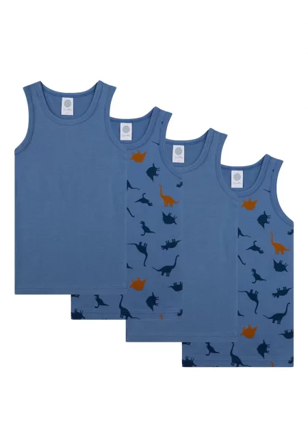 Топове с принт - 4 броя - Син