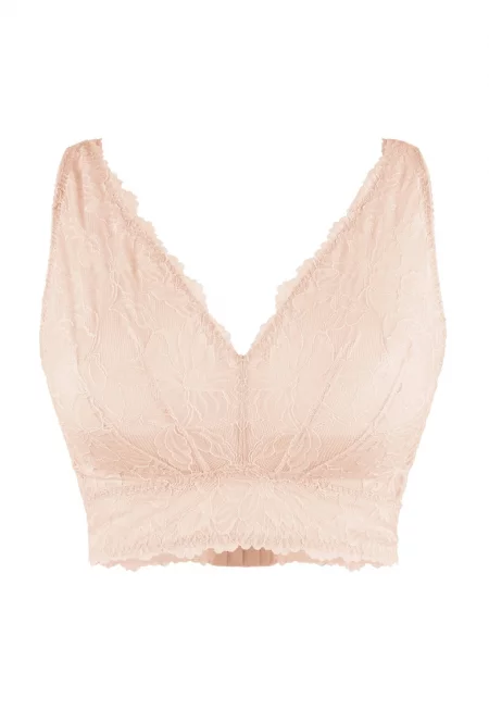 Триъгълен дантелен бралет - Бледо розово