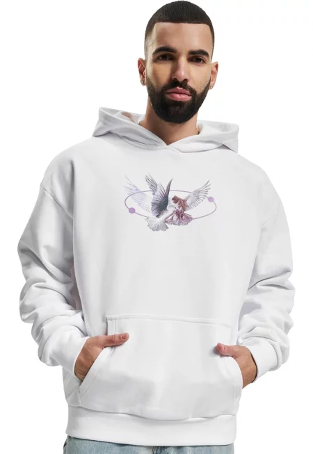 Унисекс худи с принт - Бял/Виолетов