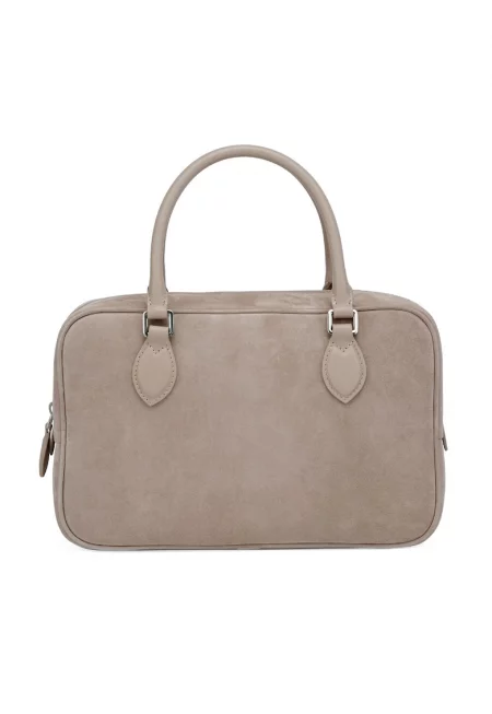 Велурена ръчна чанта Boxy - Бежов