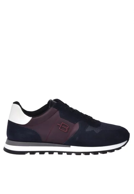 Велурени спортни обувки с кожа - Син