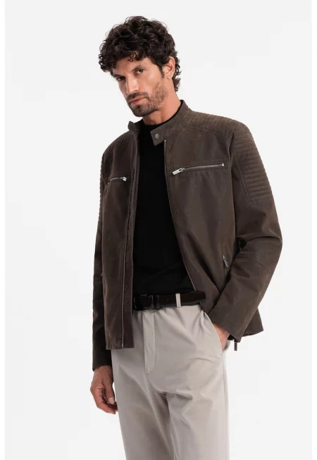 Яке от еко кожа - Тъмнокафяв