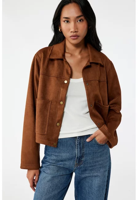 Яке от еко велур с джобове отпред