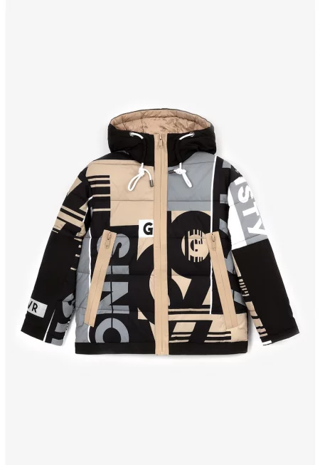 Зимно яке с качулка и щампа