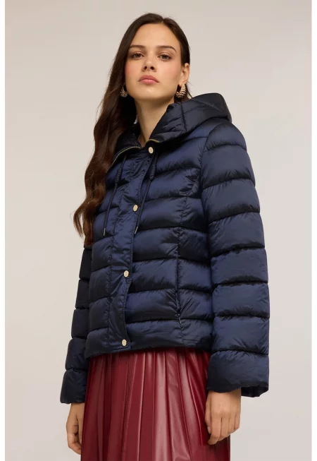 Зимно яке с качулка - Тъмносин