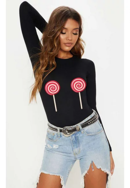 888113481-Черна дамска блуза - Lollipop