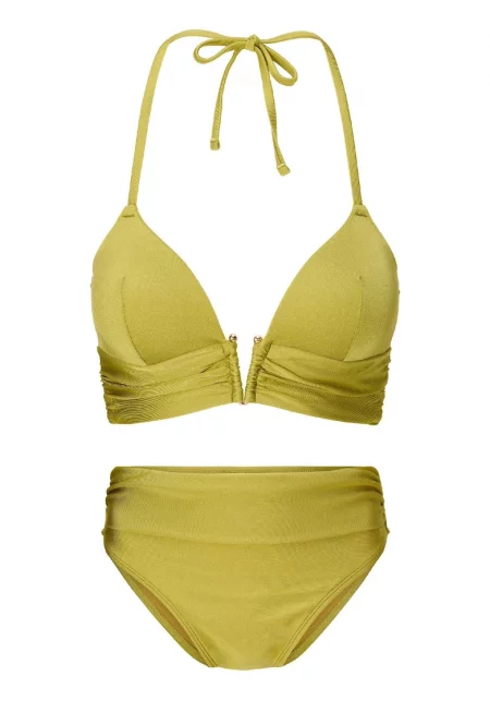 Бански от 2 части с подплънки - Синапено жълто