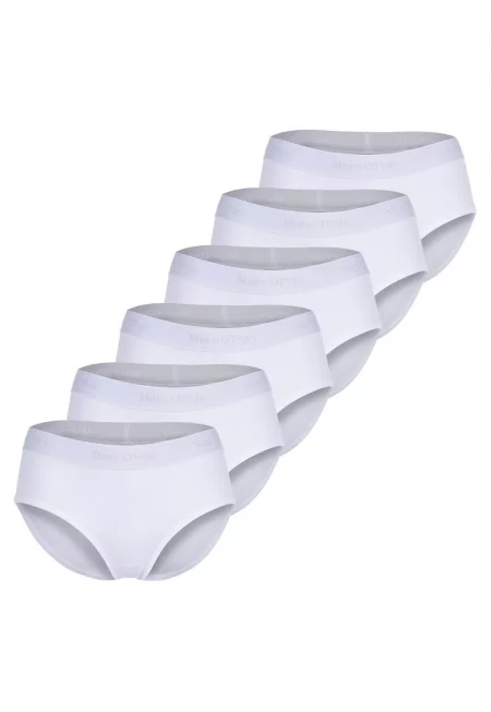 Бикини хипстър с лого - 6 чифта - Бял