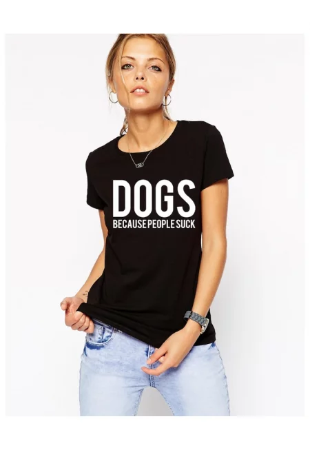 Черна дамска тениска - КУЧЕТА