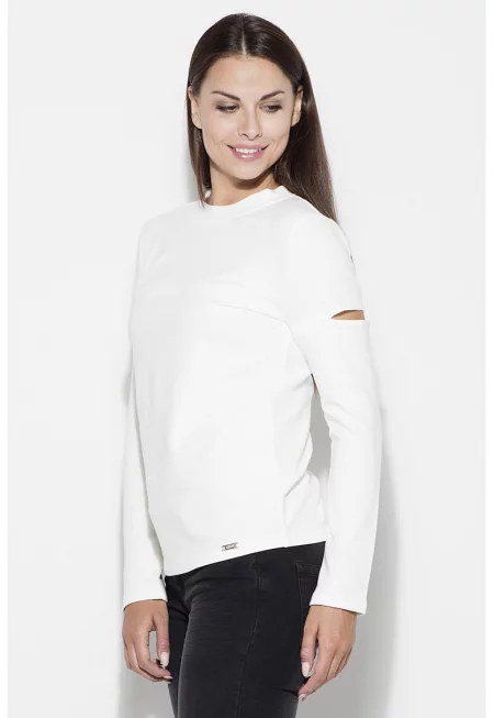 Дамска блуза -  Памук/Еластан - Бяла -