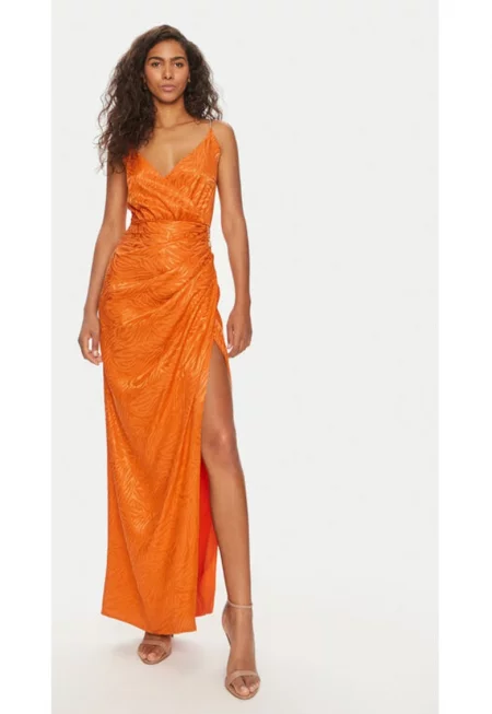 Дамска рокля -  303690380 - Вискоза/Полиестер - Оранжев