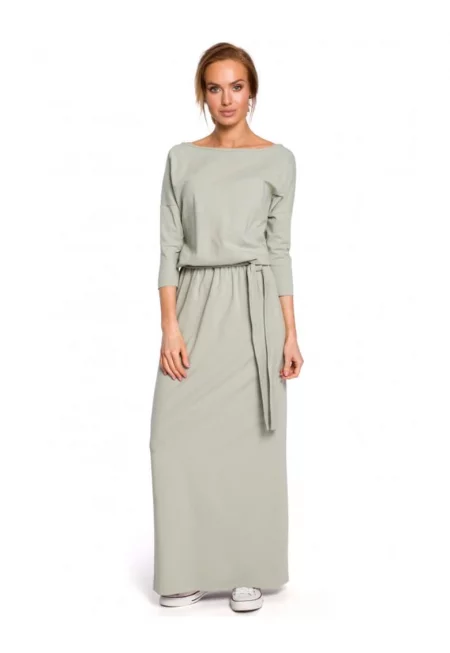 Дамска рокля - шнур - памук - еластан - шам фъстък зелено1`2