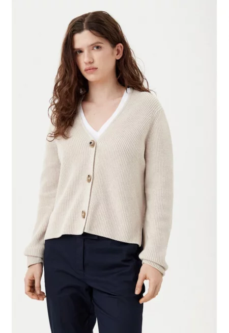 Дамски кардиган - Marc O'Polo - 304830297 - Памук - Бежов - Бежов