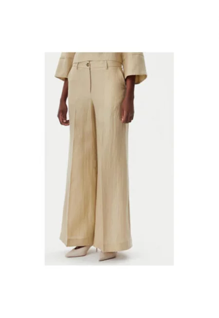 Дамски панталон -  305299031 - Лен - Полиестер - Бежов