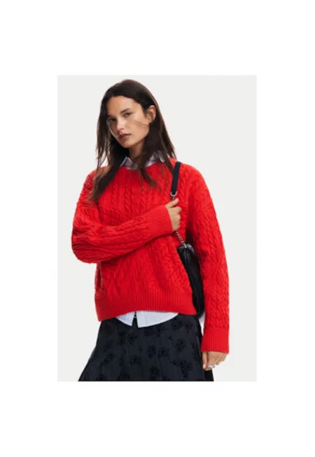 Дамски пуловер -  304477713 - Памук/Акрил - Черен - Черен