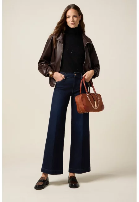 Дънки с широк крачол - Тъмносин